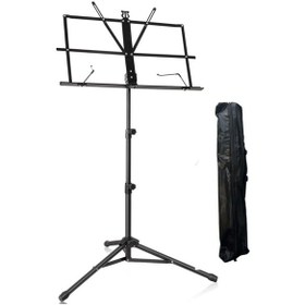 Resim Profesyonel Katlanabilir Nota Sehpası Ayarlanabilir Metal Müzik Standı Şef Kürsüsü 