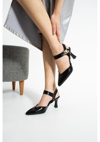 Resim Kadın Siyah Metalik Vera Heel Topuklu Sandalet Siyah 