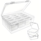 Resim 12'li Mini Şeffaf Plastik Depolama Kutuları, Menteşeli Kapaklı, 4.32x4.32x2.01 cm, Sanat ve El İşi Malzemeleri Organizatörü, Boncuk, Takı, Donanım, DIY El Sanatları için İdeal 