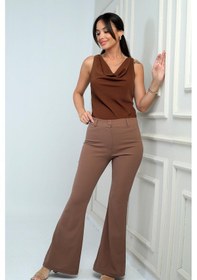 Resim By Saygı Kadın İspanyol Paça Pantolon-41749 Vizon 