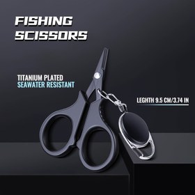 Resim 1 adet Balıkçılık Makası Seti - Yem PE Hattı Makası - Paslanmaz Çelik Mini Makas - Balıkçılık Hattı Kesiciler - Balıkçılık Aksesuarları - Titanyum Kaplamalı Siyah 