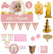 Resim 1 Yaş Altın Doğum Günü Süsleri, Parti Seti, Malzemeler, Fotoğrafl +3 