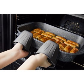 Resim HIMYHOME Silikon ELCEK Fırın Eldiveni Tutucu Isı Yalıtımlı Mikrodalga Fırın Tencere Tepsi Tutmaç 