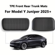 Resim Tesla için Model Y Juniper 2025+ Ön Arka Bagaj Matları, Yükseltme TPE Alt Depolama Kutusu Pedleri, Tüm Hava Durumu Tepsi Zemin Matı, Bagaj Kargo Astar Koruyucu Kapak İç Aksesuarlar 
