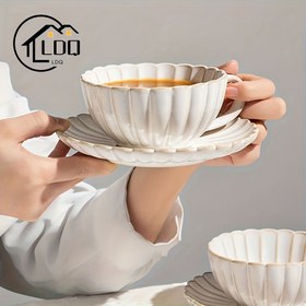 Resim LDQ Zamansız Klasik Çay Fincanı ve Tabak - Estetik İçecekler için İdeal - Kahvaltı, Çay Partileri & Bahçeler için Mükemmel - Yıl Boyunca Kullanımlık, Unutulmaz Bir Hediye 