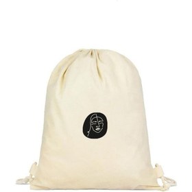 Resim Tabby Design Soyut Kadın Baskılı Büzgülü Sırt Çantası - Krem 