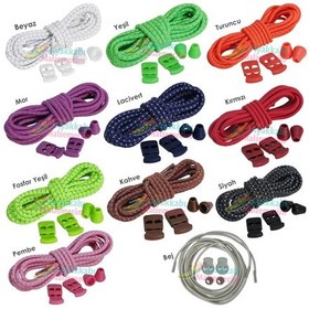 Resim Akıllı Kilitli Elastik Ayakkabı Bağcık 100 CM Video Tanıtımlı 