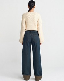 Resim Dilvin 71763 Paçası Kıvrık Tintli Denim Pantolon Tint 