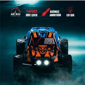 Resim Yüksek Hızlı Araç 1:16 2.g 40km/h Hız Yapan 4x4 Kumandalı Araba 