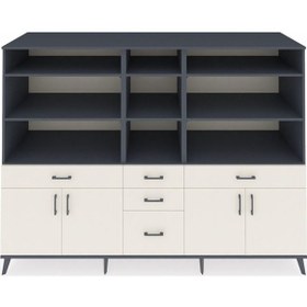 Resim Kronos Dolap 11 Raflı 5 Çekmeceli 4 Kapaklı 220x59x163 Antrasit-a Antrasit-aytaşı 