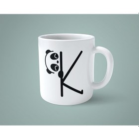 Resim K Harfi Panda Alfabe Baskılı Kupa Bardak 