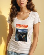 Resim Çaresizlik Geniş Yaka Tişört 