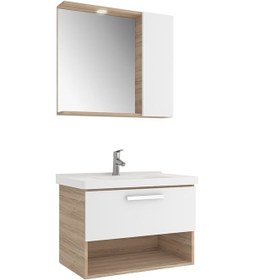 Resim Kale Trevi Beyaz-meşe Banyo Dolabı Takımı 80 Cm Ahşap 