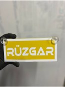 Resim Sarı Renk Üzeri Beyaz Renk Rüzgar Yazılı Vantuzlu Cam Süsü 