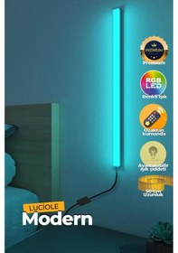 Resim Uzaktan Kumandalı Led Abajur - Yatak Üstü, Tv Yanı ,oturma Odası - Rgb Çok Renkli 50 Cm 
