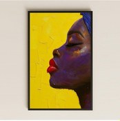 Resim Minimal Stilize Afro Kadını Profili Şeffaf Pleksi Tablo 