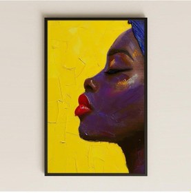 Resim Minimal Stilize Afro Kadını Profili Şeffaf Pleksi Tablo 