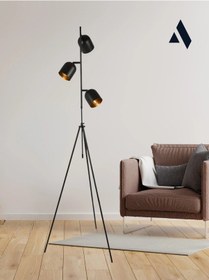 Resim Horion Tripod Lambader 3 Başlıklı, Ayarlanabilir, Metal Gövde Siyah, Beyaz, Eskitme Gold Siyah 