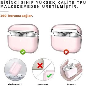 Resim AirPods Pro 2. Nesil Uyumlu Şeffaf Premium Kulaklık Kılıfı (Şeffaf Pembe) 