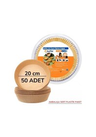 Resim Bucuks 50 Adet 20 Cm Air Fryer Pişirme Kağıdı Tek Kullanımlık Yağ Geçirmez Yuvarlak Tabak Model Pvc 