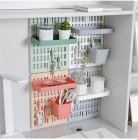 Resim Crackedice Delikli Tahta Duvar Raf Kancaları Kendinden Yapışkanlı Depolama Rafı, A, S 