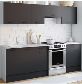 Resim Vena Hazır Mutfak Dolabı 240 Cm -beyaz Laminat Tezgah Dahil-antrasit-mat Antrasit 