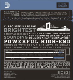 Resim D'Addario EPS220 XL ProSteels Serisi Bas Gitar Tel Seti (Long Scale - 40-95 - Paslanmaz Çelik) 