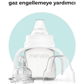 Resim Mamajoo Kulplu Antikolik Alıştırma Biberonu 160 ml 6 Ay+ | Orta Akışlı, 2-in-1 