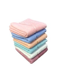 Resim 6 Lı Royam Rosenur %100 Pamuklu Kısmi Kadife El Yüz Havlusu Seti 50 X 90 Çok Renkli 