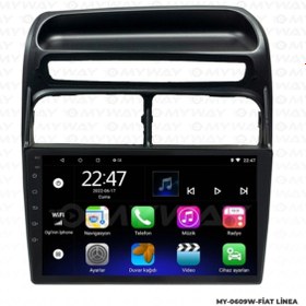 Resim Akron FİAT LİNEA Uyumlu ANDROİD 12 KABLOSUZ CARPLAY NAVİGASYON MULTİMEDYA EKRAN TEYP - MY-0609W-FİAT LİNEA 