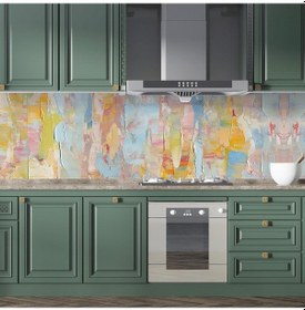 Resim Mutfak Tezgah Arası Folyo Fayans Kaplama Folyosu Renkli Yağlıboya 