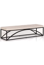 Resim Passion Fade Dekoratif Yatak Ucu Oturma Bankı Makyaj Oturağı Metal Ayaklı Bej Puf Bench 