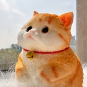 Resim El Yapımı Sevimli Yumuşak Kedi Oyuncak - Rahatlatıcı, Gerçekçi Şişman Kedi Tasarımı, Zerdeçal Rengi, Benzersiz Yenilik Hediyesi 