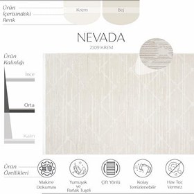Resim Cool Halı Nevada 2509 Krem Kabartmalı Halı Yumuşak Saçaklı Modern Ev Oda Salon Oturma Odası Yatak Odası Halısı 