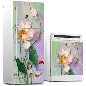 Resim Buzdolabı Ve Bulaşık Makinası Beyaz Eşya Sticker Kaplama 3D Çiçek (540884461) 