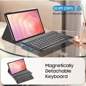 Resim m.tk moveteck Samsung Galaxy Tab S11 11 inç 2025 ile Uyumlu Tablet Klavyeli Kılıf, Bluetooth, Kalem Bölmeli, Mavi, X730/X736B 