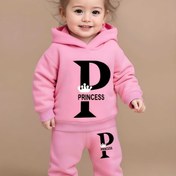 Resim Kız Çocukları İçin Sevimli Örgü Kumaş Kapüşonlu Takım Elbise, Alfabe Baskılı, Uzun Kollu Polar Astarlı Sweatshirt ve Jogger Takımı, Sonbahar/Kış İçin Ribana Örgü Normal Kalıp Kazak Pantolon Takımı, Açık Hava İçin 