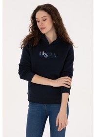 Resim U.S. Polo Assn. Kadın Lacivert Kapüşonlu Basic Sweatshirt 50307711-VR033 