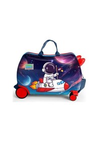 Resim Coral High Kids Kırmızı Lacivert Astronot Desenli Otur-çek Çocuk Valizi 16364 Çok Renkli 