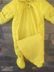 Resim Sevimli Ayı Figürlü Cepli Kapüşonlu Kozmonot Astronot Tulum Sarı 