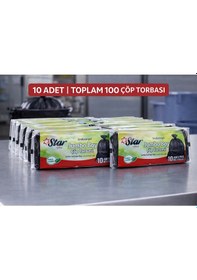 Resim Star Plus Endüstriyel Boy Atık Poşeti 80x110 Cm 10lu Dayanıklı Sanayi Tipi Atık Torbası 10 Adet 