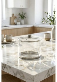 Resim Pureglass Isıya Dayanıklı Cam Tencere - 20 Cm - 4.5 L Şeffaf 