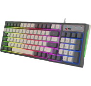 Resim Sones Hxsj V600 96 Tuşlu Rgb Arka Aydınlatmalı Çift Renkli Enjeksiyon Kalıplı Kablolu Oyun Klavyesi 