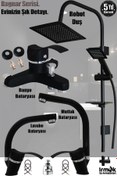 Resim tesitay Lavabo, Mutfak, Banyo Bataryası Siyah Eviye Musluk Armatür Robot Duş Seti Batarya Duş Seti Ragnar 