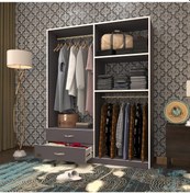 Resim Kenzlife giysi dolabı şemsettin 175*120*40 gri gardırop 2 çekmeceli 