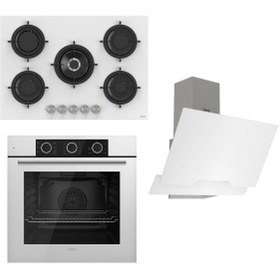 Resim Ferre Flowart Basic Serisi Beyaz Ankastre Set (rs036+ Xe62cb + D064 ) 