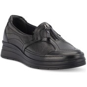 Resim Forelli Hakiki Deri Ortopedik Kadın Ayakkabı Polina 21311 Sıyah Siyah 