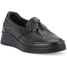 Resim Forelli Hakiki Deri Ortopedik Kadın Ayakkabı Polina 21311 Sıyah Siyah 