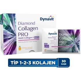 Resim Dynavit Multi Collagen&NMN (NAD+ Öncüsü) 30 Saşe - Hidrolize Peptit Tip 1&3 Sığır ve Tip 2 Tavuk Kolajeni, NMN, Magnezyum, Resveratrol, KoenzimQ10, Pirolokinolin Kinon (PQQ) 