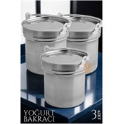 Resim Skygo Paslanmaz Çelik Yoğurt Bakracı 3 ADET 5 Lt 